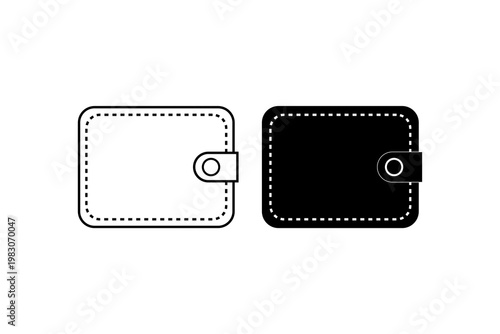 Minimalist black and white wallet icons on white background.