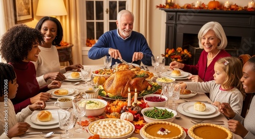 Family enjoying a holiday meal.