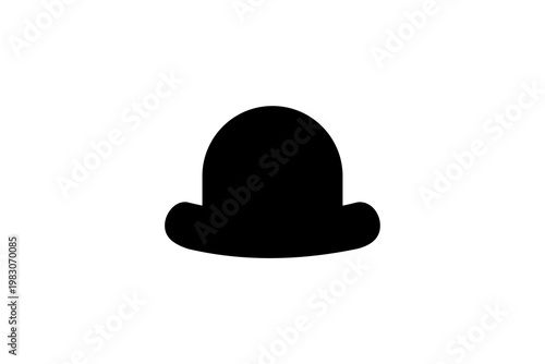 Silhouette of a bowler hat with white background.