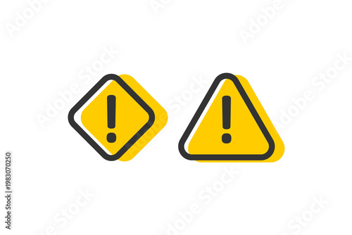 Yellow caution symbols with exclamation marks on white background.