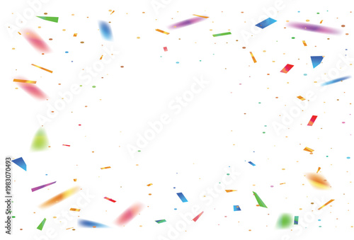 白背景にカラフルな紙吹雪が舞う祝祭感あふれる華やかなパーティー用コンフェッティデザイン素材
