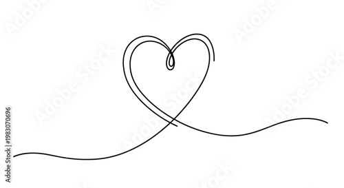 Minimalist Heart Line Drawing - Single Continuous Line Art