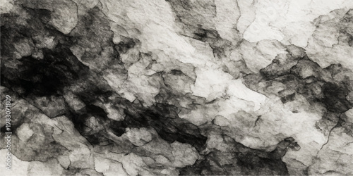 Detailed closeup of a rough old stone wall and weathered tree bark texture featuring a grunge rock pattern with gray granite and brown marble surface details