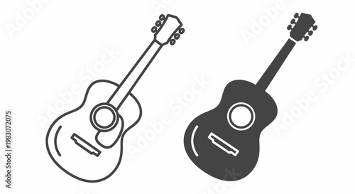 Two Guitars: Contrasting Acoustic Instruments Shown in a Minimalist Illustration.