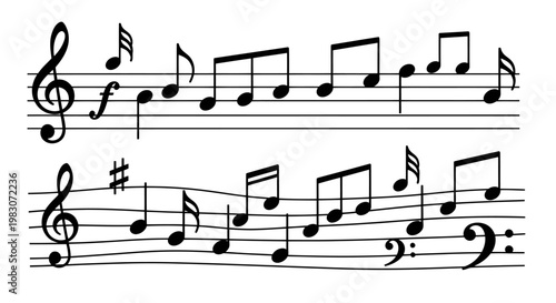 Musical notation on staves with treble clef and notes showing a grand staff arrangement.