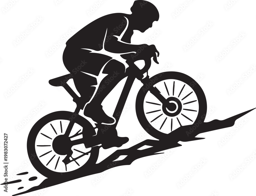 Fototapeta premium Cyclist Riding Bicycle Silhouette Vector