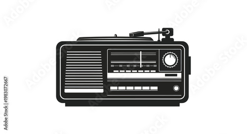 Vintage black and white radio.
