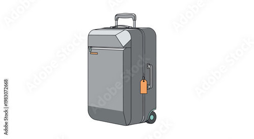 Gray Luggage Suitcase with Handle.