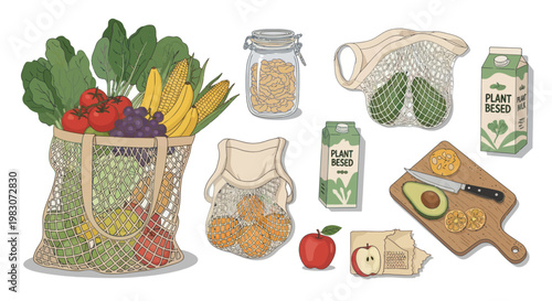 Fresh produce and grocery items.