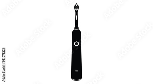 A sleek black electric toothbrush stands out against a white background silhouette