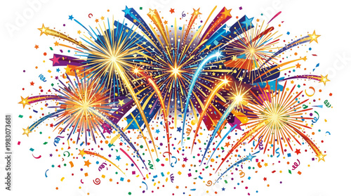 Vibrant Colorful Fireworks Explode Brightly.