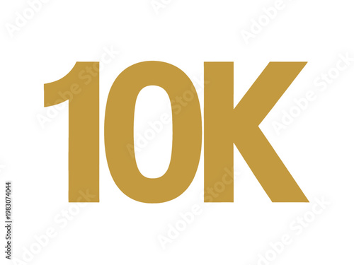 10K Text Number Vector, Bold Golden Design with Transparent Background for Web and Apps