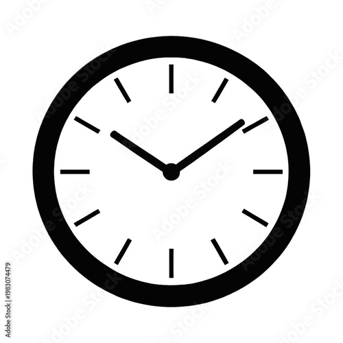 Minimalist Analog Clock Vector Icon with Simple Line Design for Web and App Interfaces