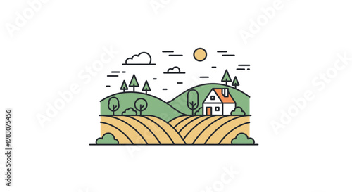 House on a farm with fields.