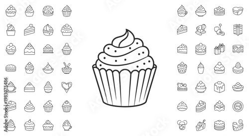 A single frosted cupcake icon design.