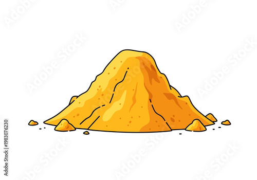 A large pile of sand is sitting on the ground outdoors.