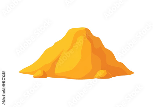 A large pile of sand sits alone in a desert landscape.