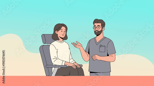 Doctor consulting patient in a modern clinic, healthcare consultation, medical examination