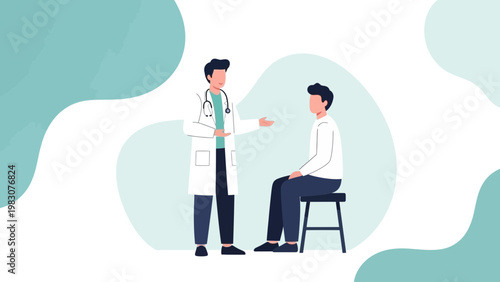 Doctor consulting patient in clinic, medical consultation, healthcare concept
