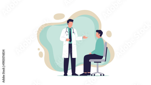 Doctor consulting patient in clinic, medical consultation, healthcare concept