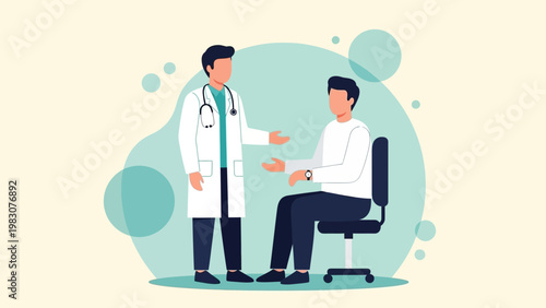 Doctor consulting patient in clinic, medical consultation, healthcare concept