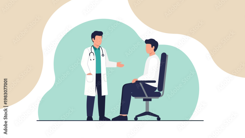 Fototapeta premium Doctor consulting patient in modern clinic, medical consultation, healthcare concept