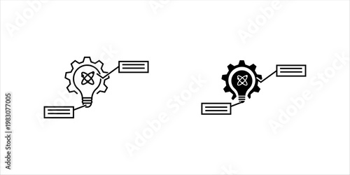 Light bulb with connected labels representing idea workflow, process development, brainstorming stages, and concept mapping.set