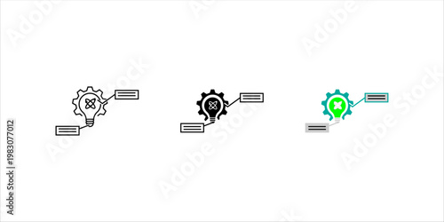 Light bulb with connected labels representing idea workflow, process development, brainstorming stages, and concept mapping.set