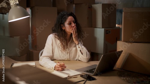 Female Professional Feeling Exhausted And Stressed Amidst Multiple Devices And Looming Deadlines