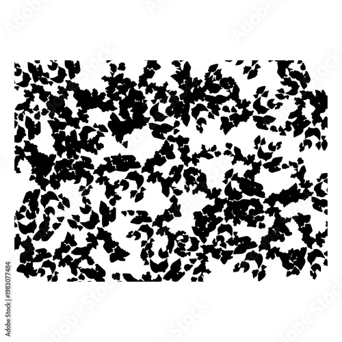 Black Grunge Leaf Texture Pattern on White Background