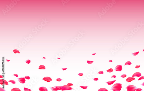 淡いピンクのグラデーション空間に舞い落ちる花びらが広がるロマンチックで上品な背景イラスト