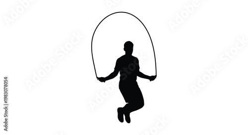 A person jumping rope in mid air depicted as a dark silhouette