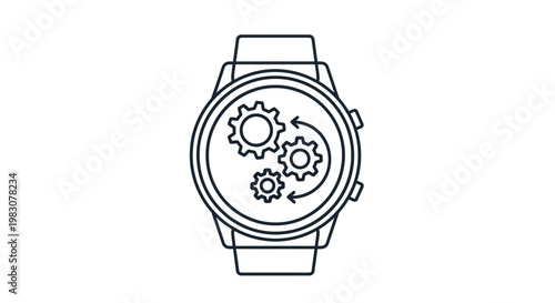 Smartwatch settings and gear mechanism icon for technology and customization.