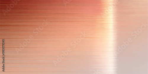 Brushed copper metal surface with horizontal lines and light reflection