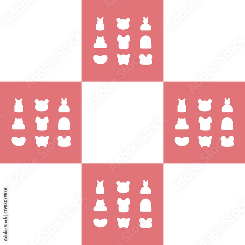 Minimalist Cute Animal Icon Grid on Pink and White Background