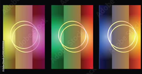 Abstract colorful vertical stripes with overlapping elliptical shapes