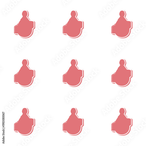 Repeated Pink Stylized Character Pattern on White Grid Background