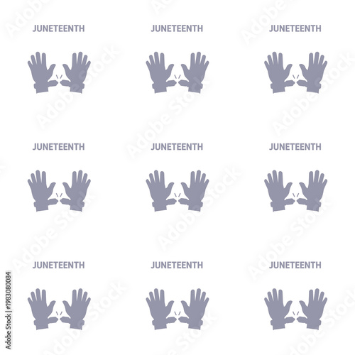 Juneteenth Liberation Icons Grid with Hands Breaking Shackles