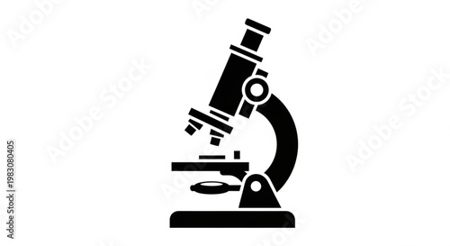 Minimalist Microscope Vector Icon - Science and Laboratory Equipment Silhouette