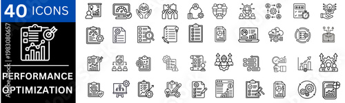 Capacity optimization line icon set. Editable line icons. Vector illustration.