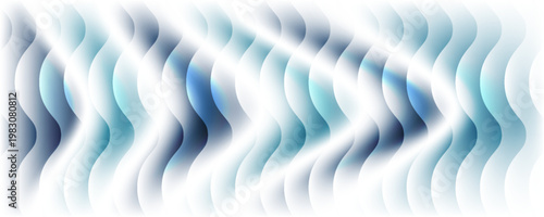 Blue gradient distortion with vertical ripple texture, frosted glass effect and icy reeded lines. Minimal blur surface with cool tones and subtle wave pattern. Vector illustration