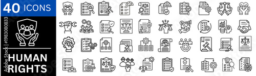 Human Rights icon set. Editable line icons. Vector illustration.