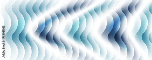 Blue gradient distortion with vertical ripple texture, frosted glass effect and icy reeded lines. Minimal blur surface with cool tones and subtle wave pattern. Vector illustration