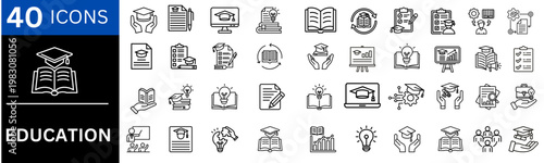 Education line icon set. Editable line icons. Vector illustration.