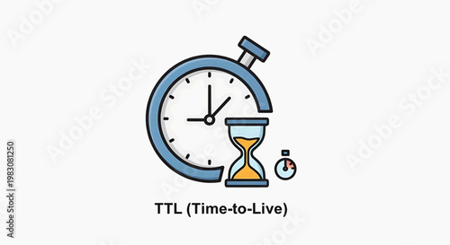 A stopwatch and hourglass illustrate Time-to-Live concept effectively