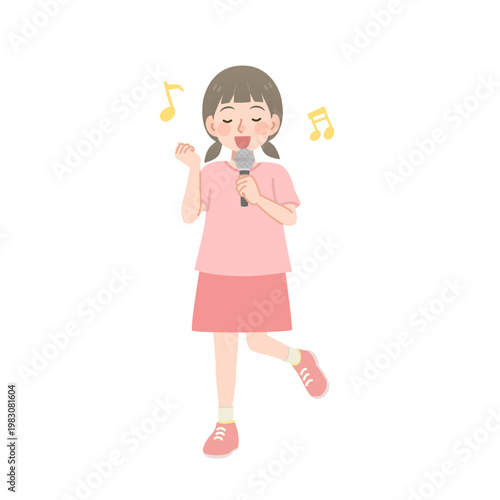 マイクを持って歌う女の子のイラスト