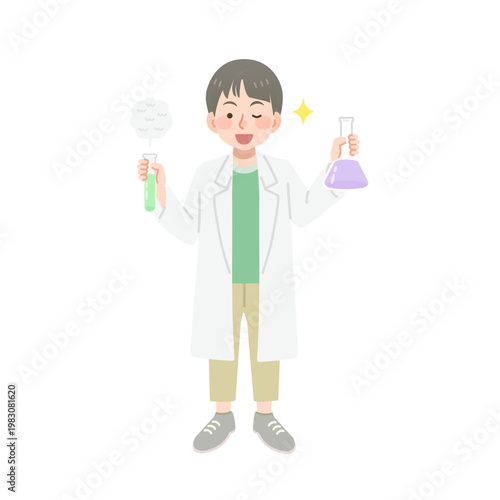 科学実験をする子供のイラスト