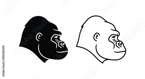 Gorilla Silhouette Art: Unique Animal Designs Vector