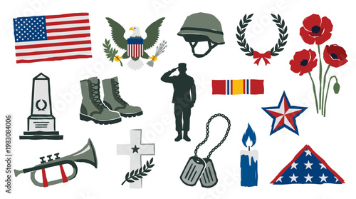 Patriotic American Symbols and Military Tributes Honoring Veterans and National Pride
