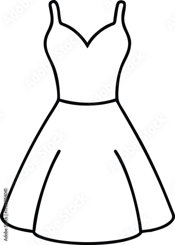 Stylish Strappy Dress Outline with Sweetheart Neckline and Smooth Flowing Skirt Design